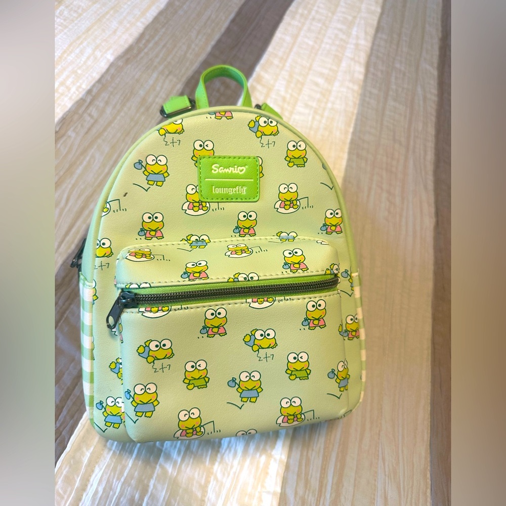 Sanrio Loungefly Exclusive Keroppi Gingham Mini Backpack - Picture 2 of 8